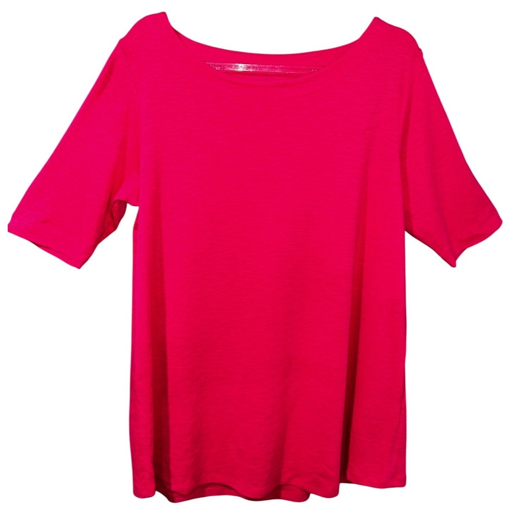 J.Jill Womens Pink 3/4 Sleeve Boat Neck Slub Knit Textured Top Small